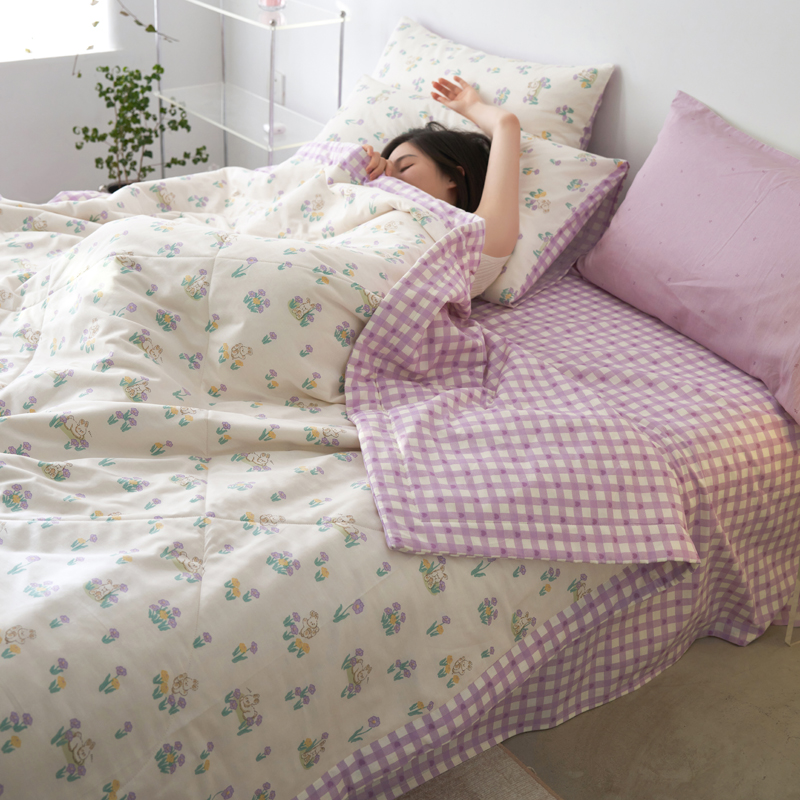 自然醒全棉棉花夏被薄款可水洗单双人13372全棉被芯新疆棉夏凉被LFS
