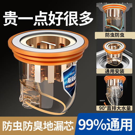 「拍1发2！9.9元到手2个」厨房地漏防臭器 卫生间下水道防臭堵口器密封内芯盖防虫居家日用通用厨房用品 商品图2