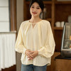 芳外2026春季新款气质休闲纯色衬衫白色V领薄款灯笼袖上衣1333 商品缩略图5
