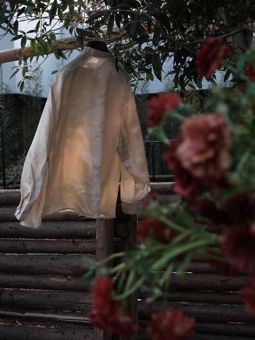 盛唐牡丹 |香槟金真丝提花文竹上衣 商品图12