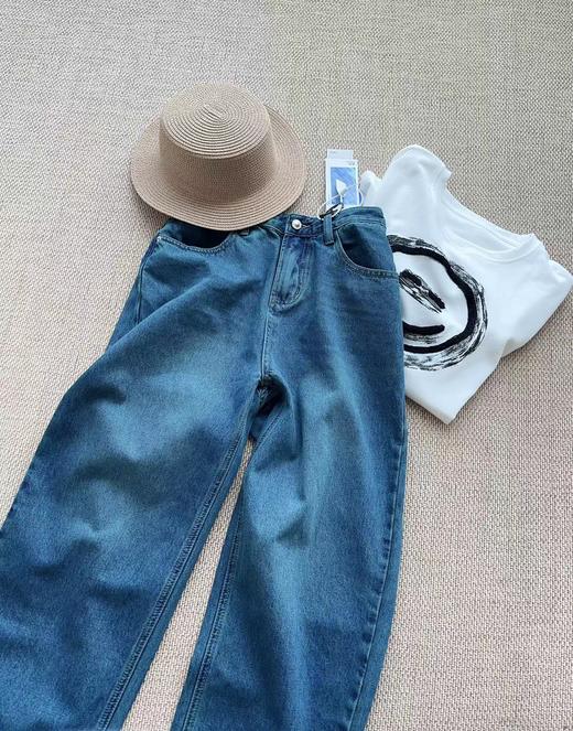 老米优品/大爱款！实物巨美~《重工晕染色复古牛仔镰刀裤》蓝绿色系晕染太别致了！宽松镰刀裤造型感十足~K240322A 商品图2