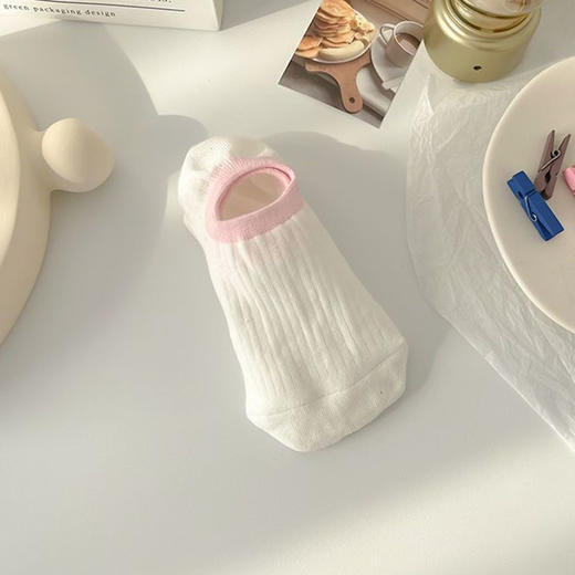 【5双装！船袜子女夏季 棉薄款冰淇淋拼色无骨船袜】吸汗透气 防滑不掉跟隐形袜 商品图7