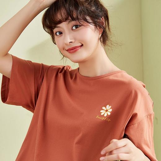 3部顶瓜瓜汗布圆领女士短袖睡裙DJJWX-ANP23016 商品图1