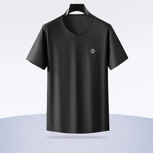 【小V领】【新款DDP】大依优型大码短袖T恤圆领加肥加大男士大号弹力透气舒适夏季半袖透气中式 商品图1