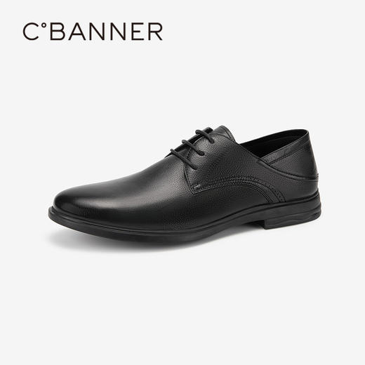 千百度男鞋英伦风男士休闲商务真皮正装黑色皮鞋夏季舒适A24115852 商品图0