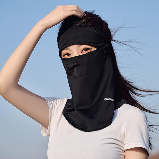 【防晒口罩女 夏季开车遮阳面纱】防紫外线 薄款透气锦纶 遮全脸冰丝面罩 商品图2