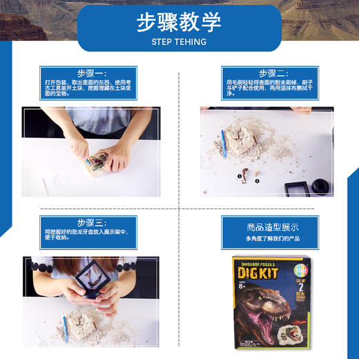 DIG KIT儿童考古玩具恐龙套装 | 国家地理同款、简单好挖、不伤手、培养孩子专注力、动手能力 商品图3