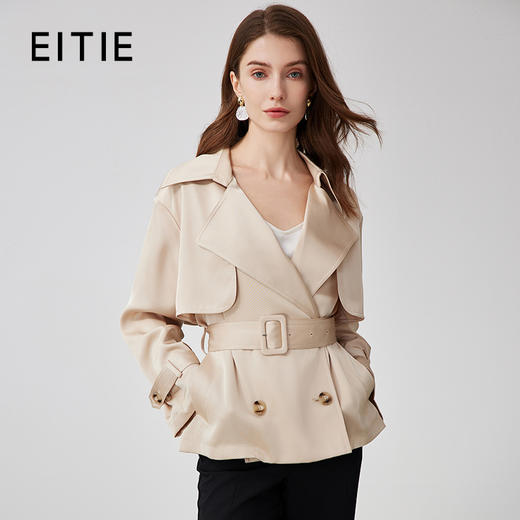 EITIE爱特爱春季新款束腰显瘦修身百搭短款风衣7304005 商品图0