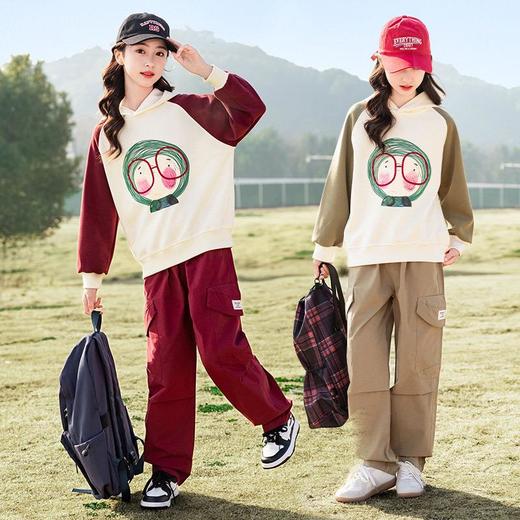 女童春装套装2024新款儿童春季中大童卫衣工装裤两件套运动春秋款 商品图1