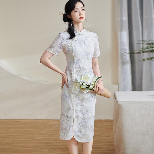 【清风徐来】夏季刺绣印花改良旗袍女夏国风连衣裙5M24BL1173 商品图4