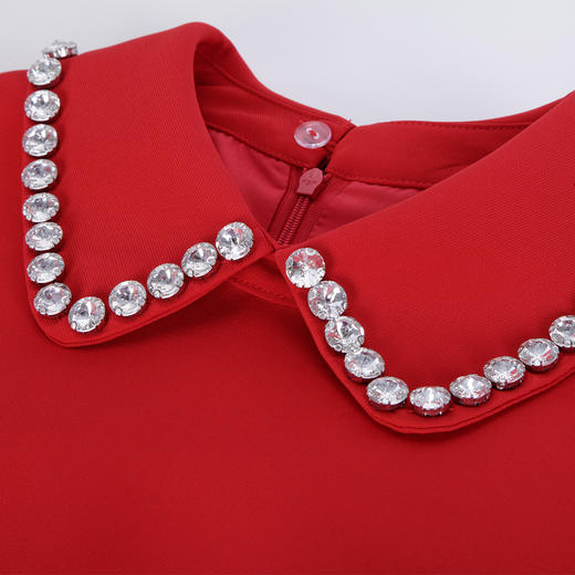 PE807斯尔丽2024新款名媛气质翻领钉珠款小礼服感小个子减龄时尚连衣裙 商品图4