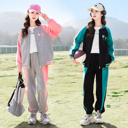 女童卫衣套装春装2024新款儿童洋气时髦中大童网红春秋运动两件套 商品图1
