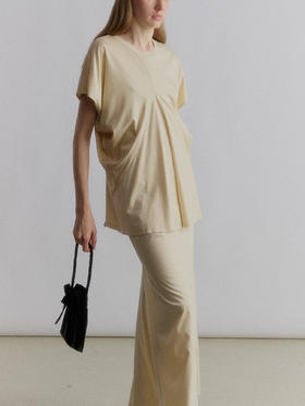 VC｜SS24122 Lou draped jersey top [ 短袖上衣 黄 / 灰 ]