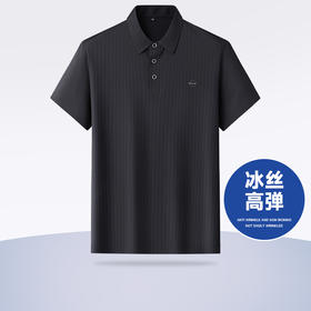 【冰丝高弹】【新款DWP】大依优型大码条纹短袖Polo衫翻领加肥加大男士大号弹力透气舒适夏季半袖