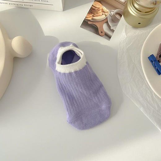 【5双装！船袜子女夏季 棉薄款冰淇淋拼色无骨船袜】吸汗透气 防滑不掉跟隐形袜 商品图9