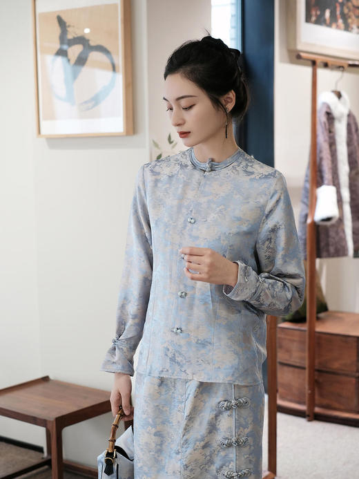 盛唐牡丹 |真丝提花女上衣 商品图6