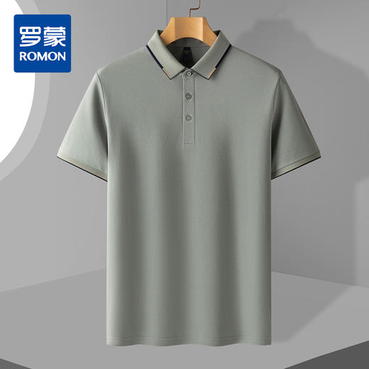 【含桑蚕丝】罗蒙夏季商务男士t恤短袖polo衫休闲男polo衫短袖 商品图0