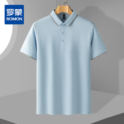 【恬妈推荐】【含桑蚕丝】罗蒙男士夏季商务休闲polo衫男短袖男士t恤短袖polo衫 商品图0