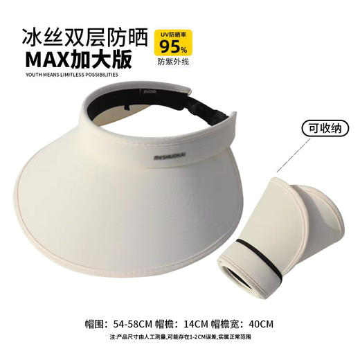 【宽大帽檐，遮脸护颈！】女帽加宽大檐遮脸防紫外防晒遮阳帽子，线户外骑行可折叠黑胶太阳帽，便携出行、轻薄透气的同时体感降温-lm！ 商品图4