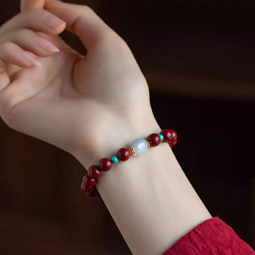 天然和田玉转运珠朱砂手串 商品图1