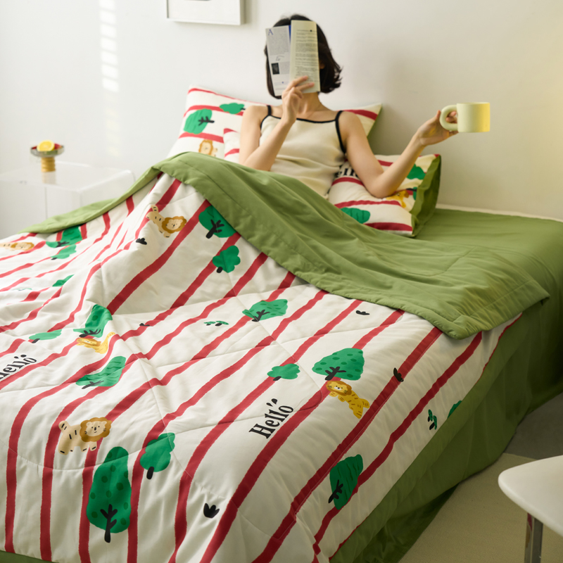 自然醒全棉喷气印花夏被单双人空调被可水洗夏凉被学生宿舍被子LFS