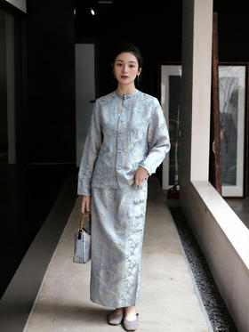 盛唐牡丹 | 真丝提花串珠琵琶扣半裙