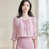 米思阳2026春季新品粉色印花衬衫甜美减龄轻薄气质时尚上衣1506 商品缩略图4