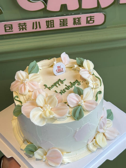 小清新花花|翻糖仿刮刀花装饰蛋糕 商品图1