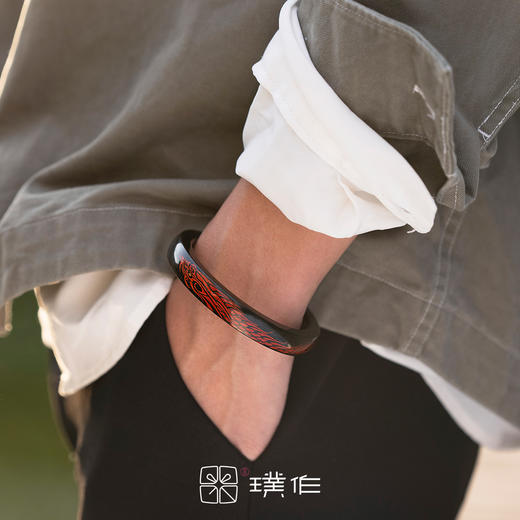 璞作文化 青白龙手镯 和田玉大漆工艺手镯 商品图3