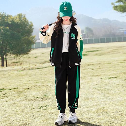 女童春装运动套装洋气中大童2024新款儿童装春秋款休闲针织两件套 商品图3