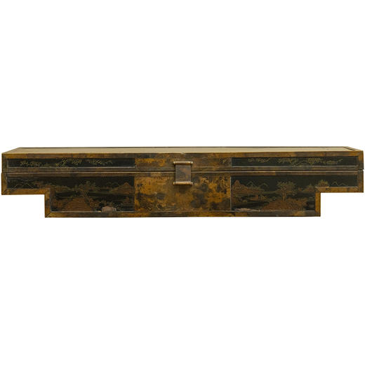 清 铜包边大漆描金山水人物轿箱 商品图5