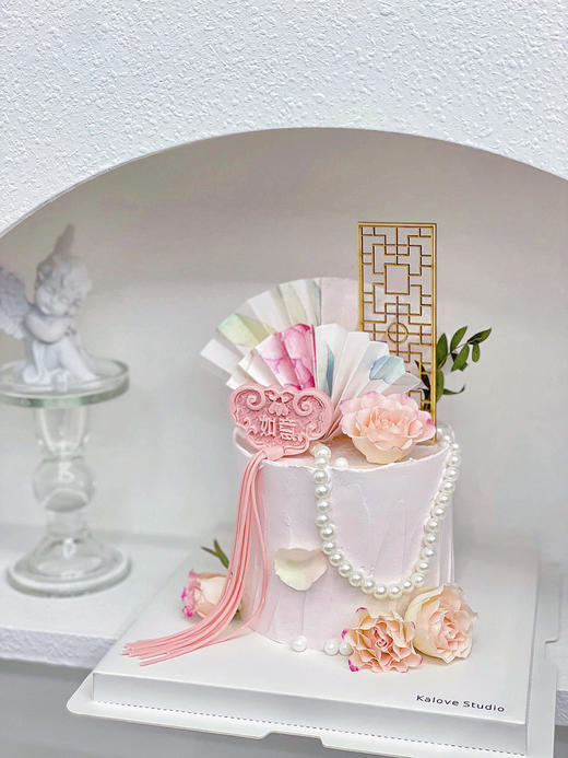 国风新中式素雅女生长辈妈妈蛋糕（主图四寸加高效果） 商品图0