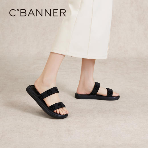 千百度沙滩海边一字拖女款夏季平底可外穿休闲舒软凉拖鞋A24375181 商品图4