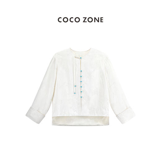 COCO ZONE2024新中式国风盘扣设计感提花圆领气质外套CC1A0423 商品图0