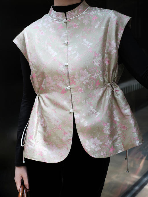 盛唐牡丹 |宋锦海棠纹对襟马甲 商品图7