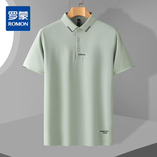 【含桑蚕丝】罗蒙夏季男士商务polo衫男短袖男夏季薄款绣花冰丝t恤男短袖 商品图0
