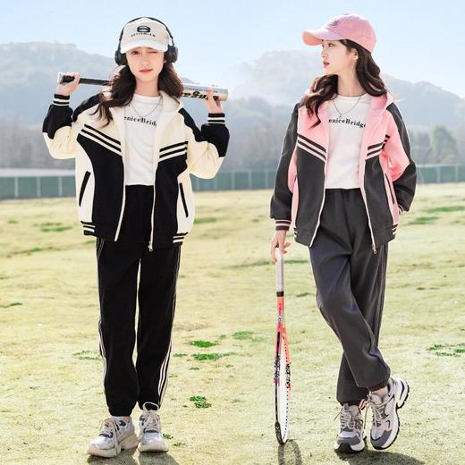女童春装运动套装洋气中大童2024新款儿童装春秋款休闲针织两件套 商品图1