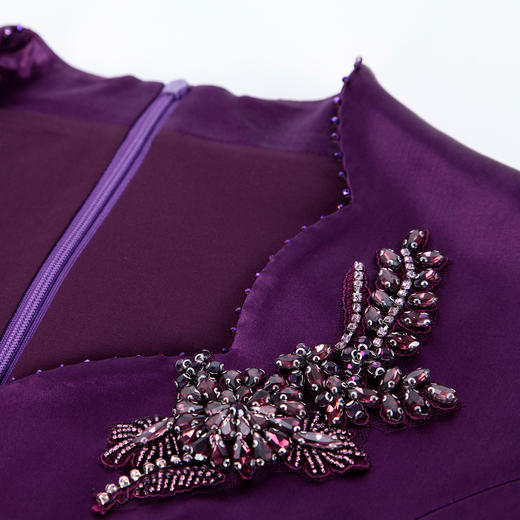 RE8A5斯尔丽24新款改良式花瓣领型奢华钉珠镶钻收腰大摆婚宴礼服连衣裙 商品图5