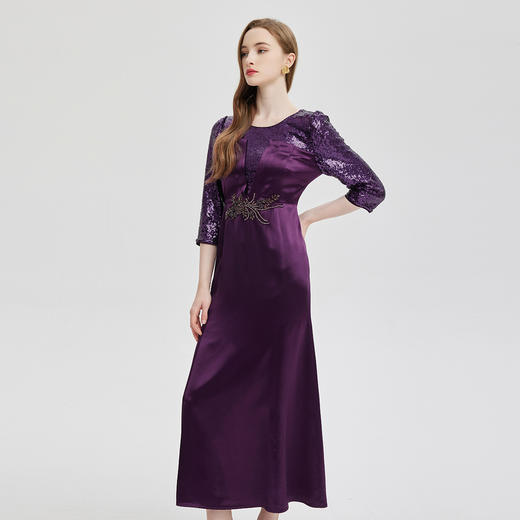 PE824斯尔丽24春夏新品礼服系列拼接闪亮柔软亮片连衣裙 商品图2