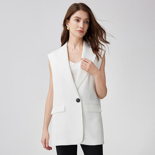 EITIE爱特爱夏季新款百搭马甲简约修身西装薄外套7403109 商品图10