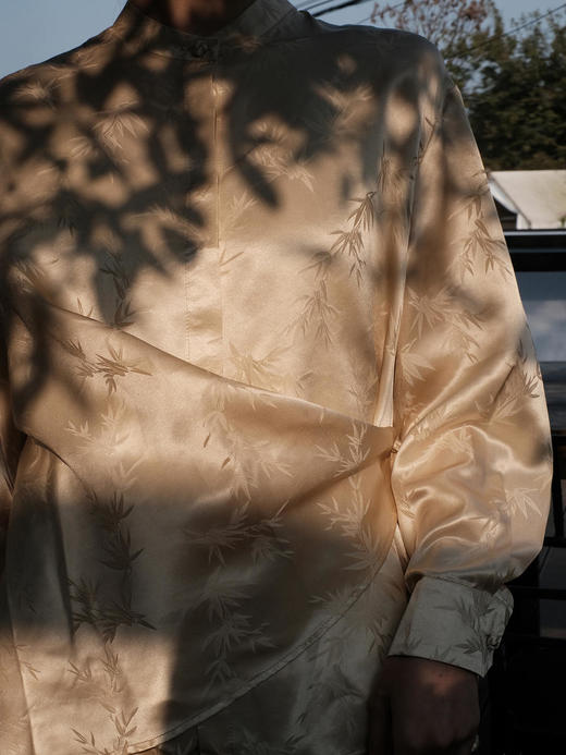 盛唐牡丹 |香槟金真丝提花文竹上衣 商品图1