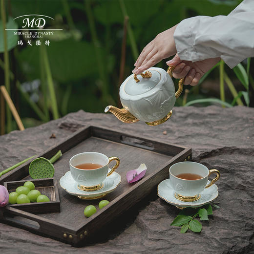 【玛戈隆特】福德莲生6头莲蓬茶具陶瓷家用奢华下午茶茶具套装咖啡杯 商品图1