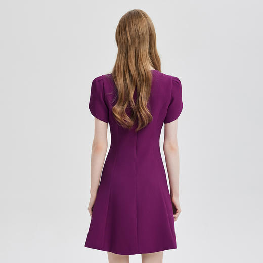 PE840斯尔丽2024新款法式宫廷立体泡泡袖收腰A摆领口钉珠连衣裙 商品图1