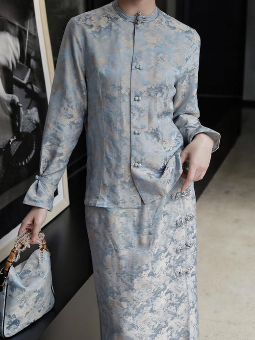 盛唐牡丹 | 真丝提花串珠琵琶扣半裙 商品图1