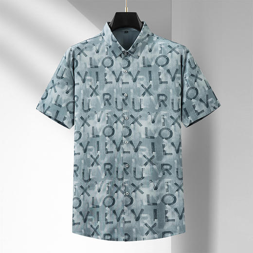 【Q】【新款DDA】大依优型大码短袖衬衫花衬衫加肥加大男装大号大码衬衣上衣男士绅士商务休闲半袖夏季 商品图1