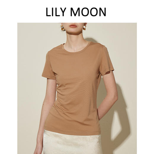 【高品质天丝+桑蚕丝】Lilymoon 天丝桑蚕丝圆领短袖果冻T恤简约舒适休闲纯色百搭 商品图2