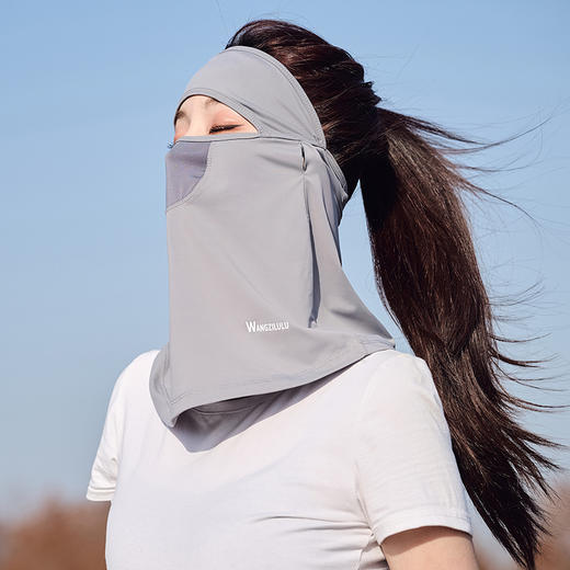 【防晒口罩女 夏季开车遮阳面纱】防紫外线 薄款透气锦纶 遮全脸冰丝面罩 商品图1