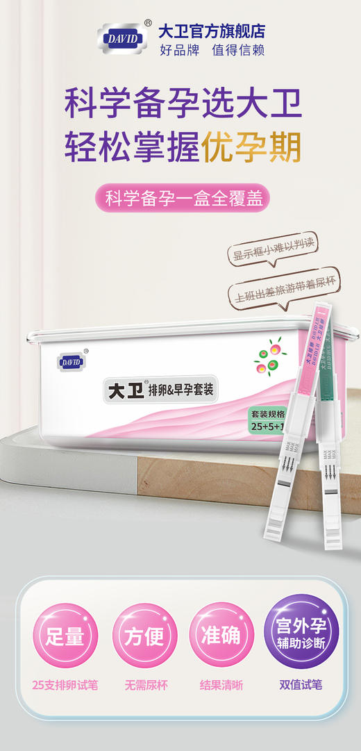大卫排卵期试纸笔高精度备孕神器孕测排卵期测孕女早孕 商品图0