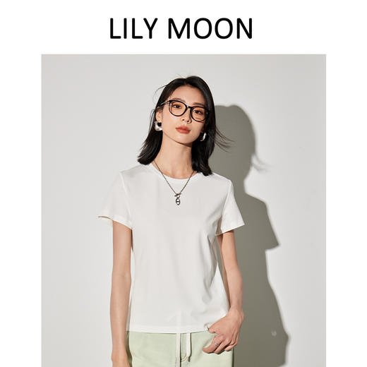【高品质天丝+桑蚕丝】Lilymoon 天丝桑蚕丝圆领短袖果冻T恤简约舒适休闲纯色百搭 商品图1
