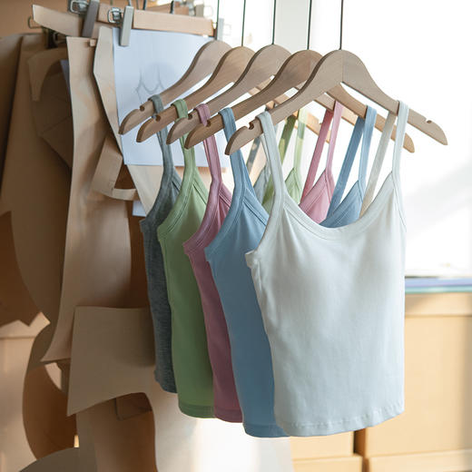 靴下物白色打底吊带小背心女内搭春夏薄款一体式带胸垫修身上衣 商品图4